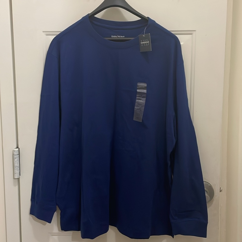 HARBOR BAY: NWT, men’s 2XL 100% cotton Navy blue long sleeved men’s shirt